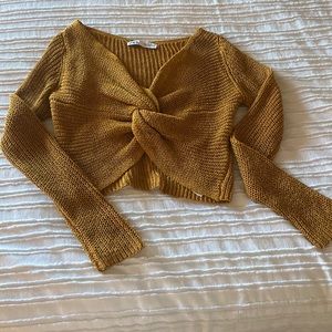 zara brown/yellow sweater